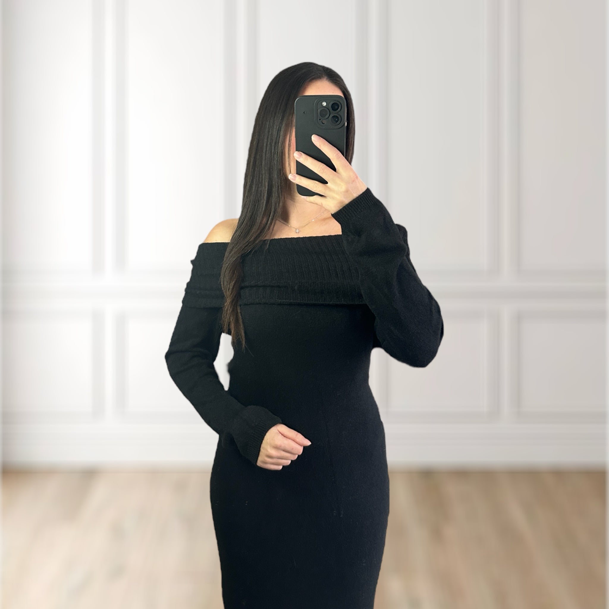 Robe col bateau | Noir